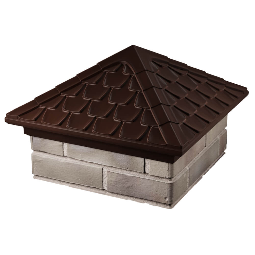 Колпак Zking Эльбрус Коричневый на столб 1.5х1.5 кирпича (385х385мм) в Калининграде фото