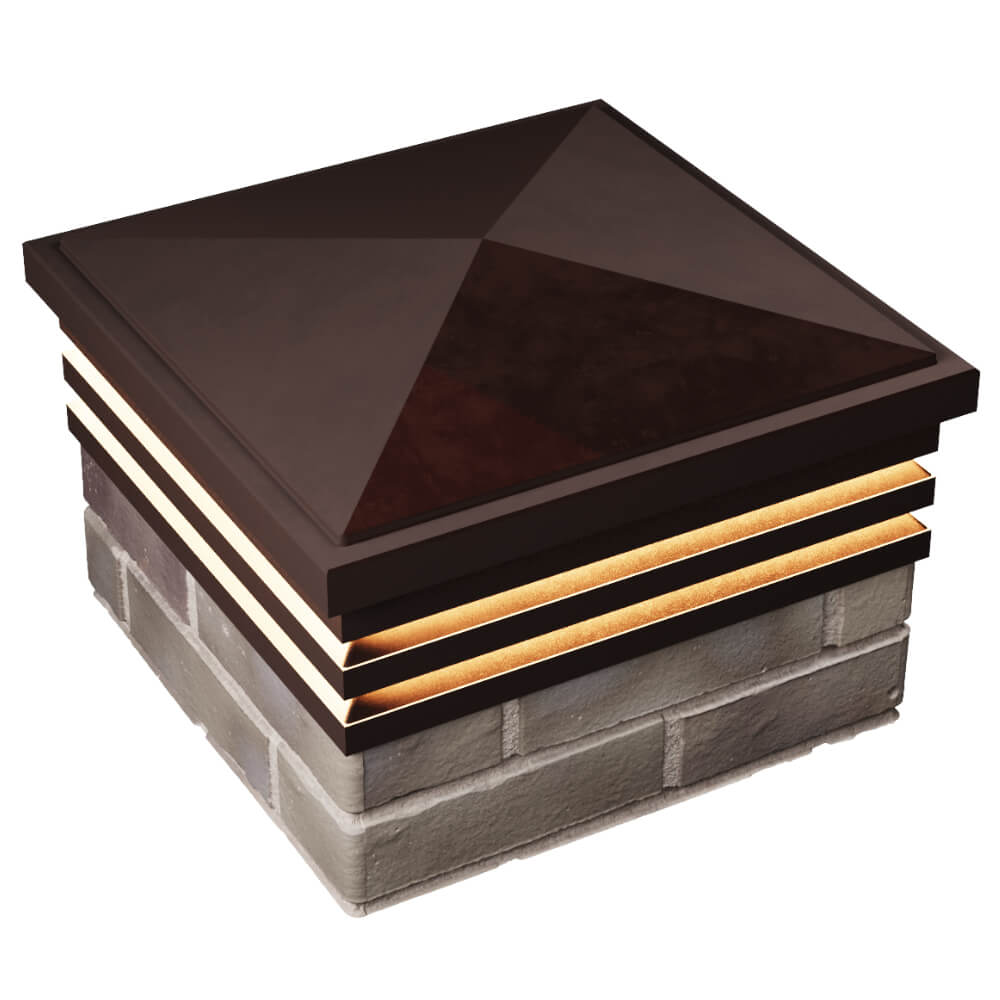 Колпак Zking Бона ХайТек Коричневый на столб 1.5х1.5 кирпича (385х385мм) с подсветкой в Калининграде фото