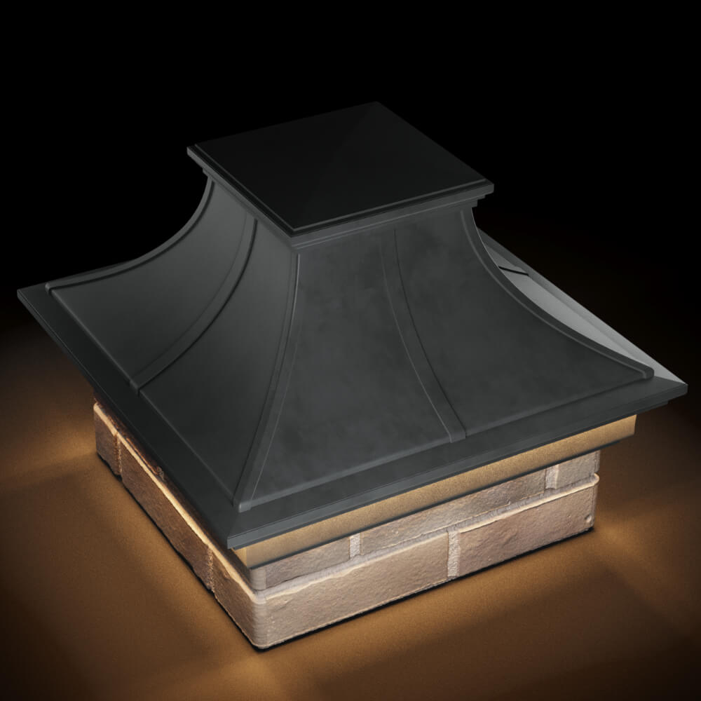 Колпак Zking Монблан Премиум Серый на столб 1.5х1.5 кирпича (385х385мм) с подсветкой в Калининграде фото