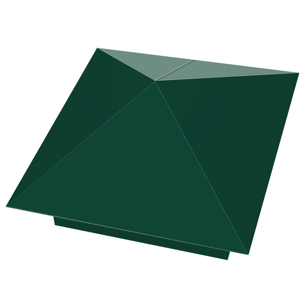 Колпак металлический 390х390мм RAL6005 Зеленый Мох заборный Калининград фото