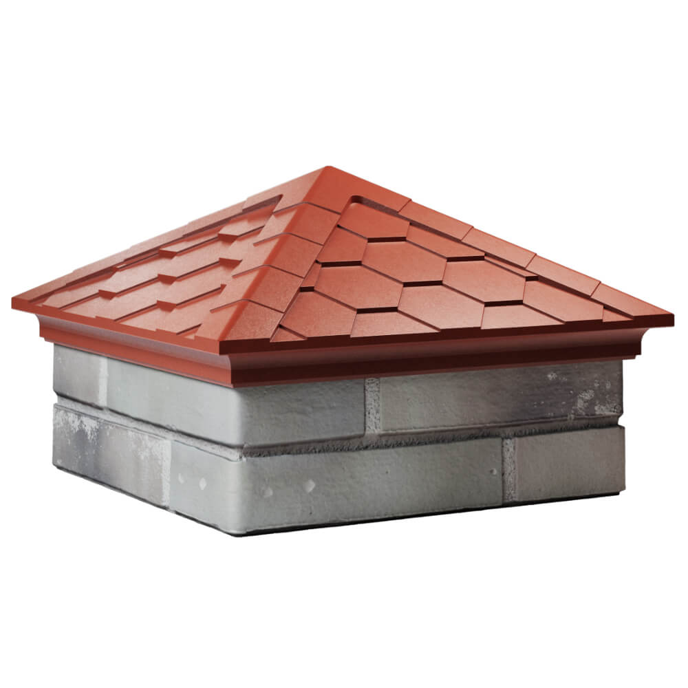 Колпак Zking Эверест Красный на столб 1.5х1.5 кирпича (390х390мм) в Калининграде фото