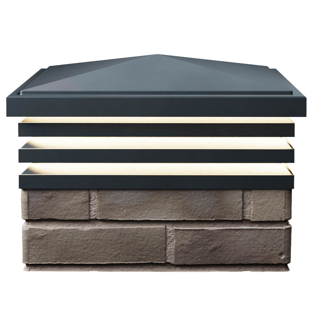 Колпак Zking Бона ХайТек Серый на столб 1.5х1.5 кирпича (385х385мм) с подсветкой в Калининграде фото