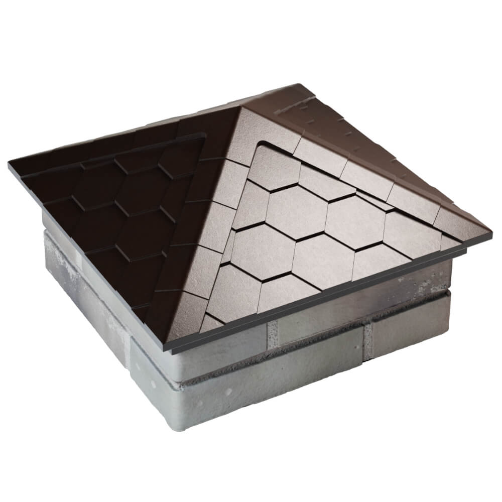 Колпак Zking Эверест Коричневый на столб 1.5х1.5 кирпича (390х390мм) в Калининграде фото