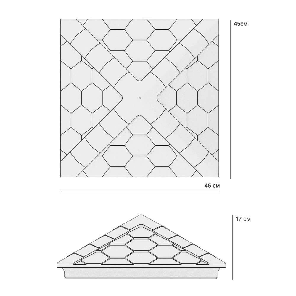 Колпак Zking Эверест Серый на столб 1.5х1.5 кирпича (390х390мм) в Калининграде фото