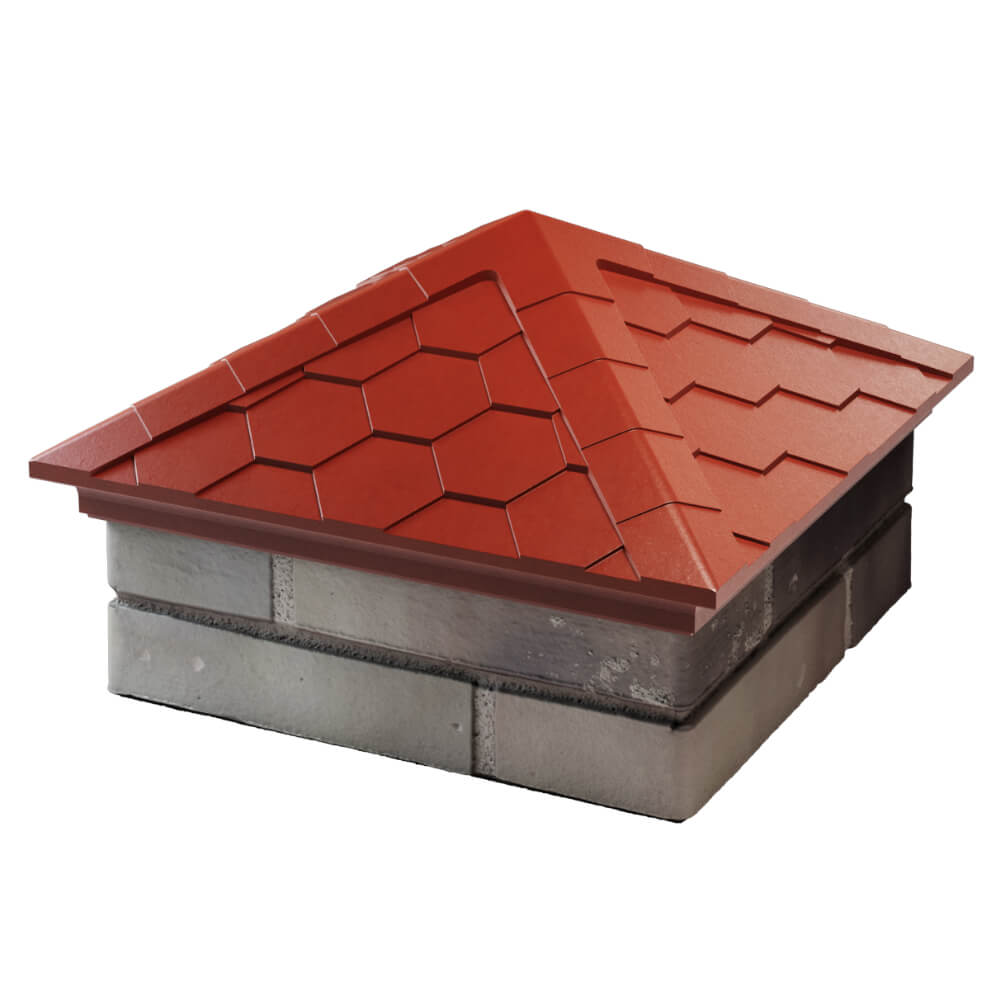 Колпак Zking Эверест Красный на столб 1.5х1.5 кирпича (390х390мм) в Калининграде фото