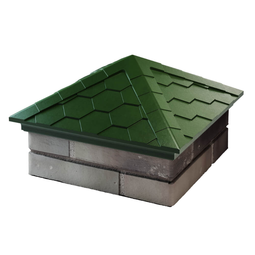 Колпак Zking Эверест Зеленый на столб 1.5х1.5 кирпича (390х390мм) в Калининграде фото