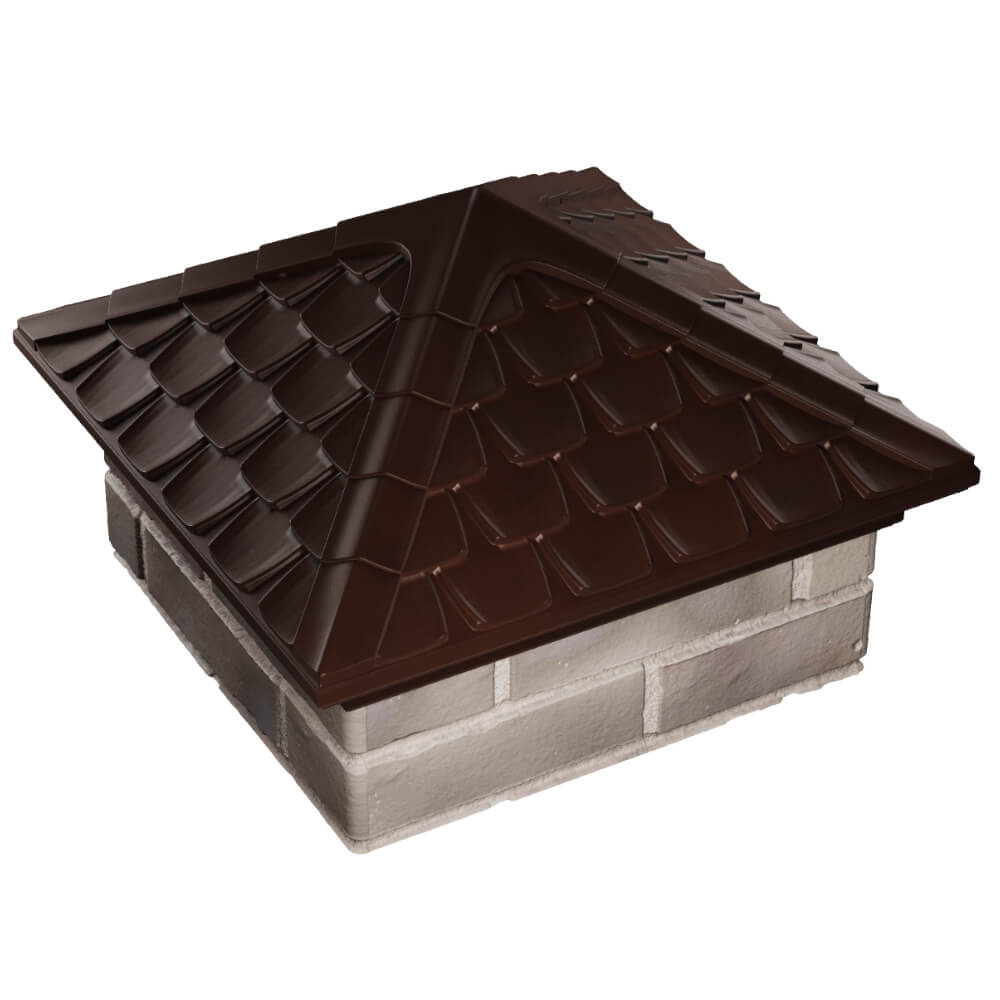 Колпак Zking Эльбрус Коричневый на столб 1.5х1.5 кирпича (385х385мм) в Калининграде фото