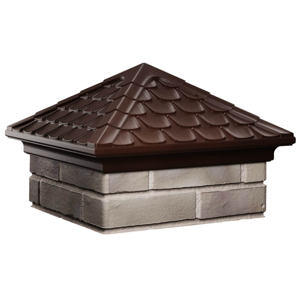 Колпак Zking Эльбрус Коричневый на столб 1.5х1.5 кирпича (385х385мм) в Калининграде фото