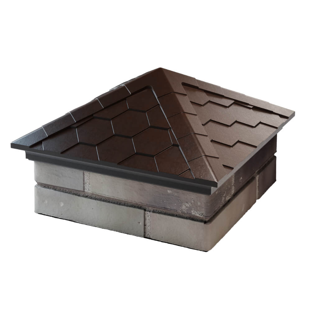 Колпак Zking Эверест Коричневый на столб 1.5х1.5 кирпича (390х390мм) в Калининграде фото